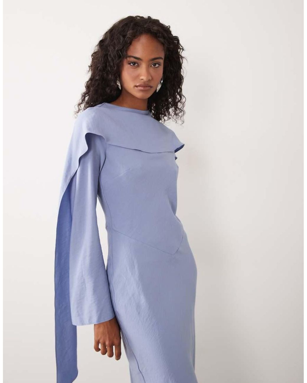 ASOS Blue Maxi Dress With Cape Scarf Detail