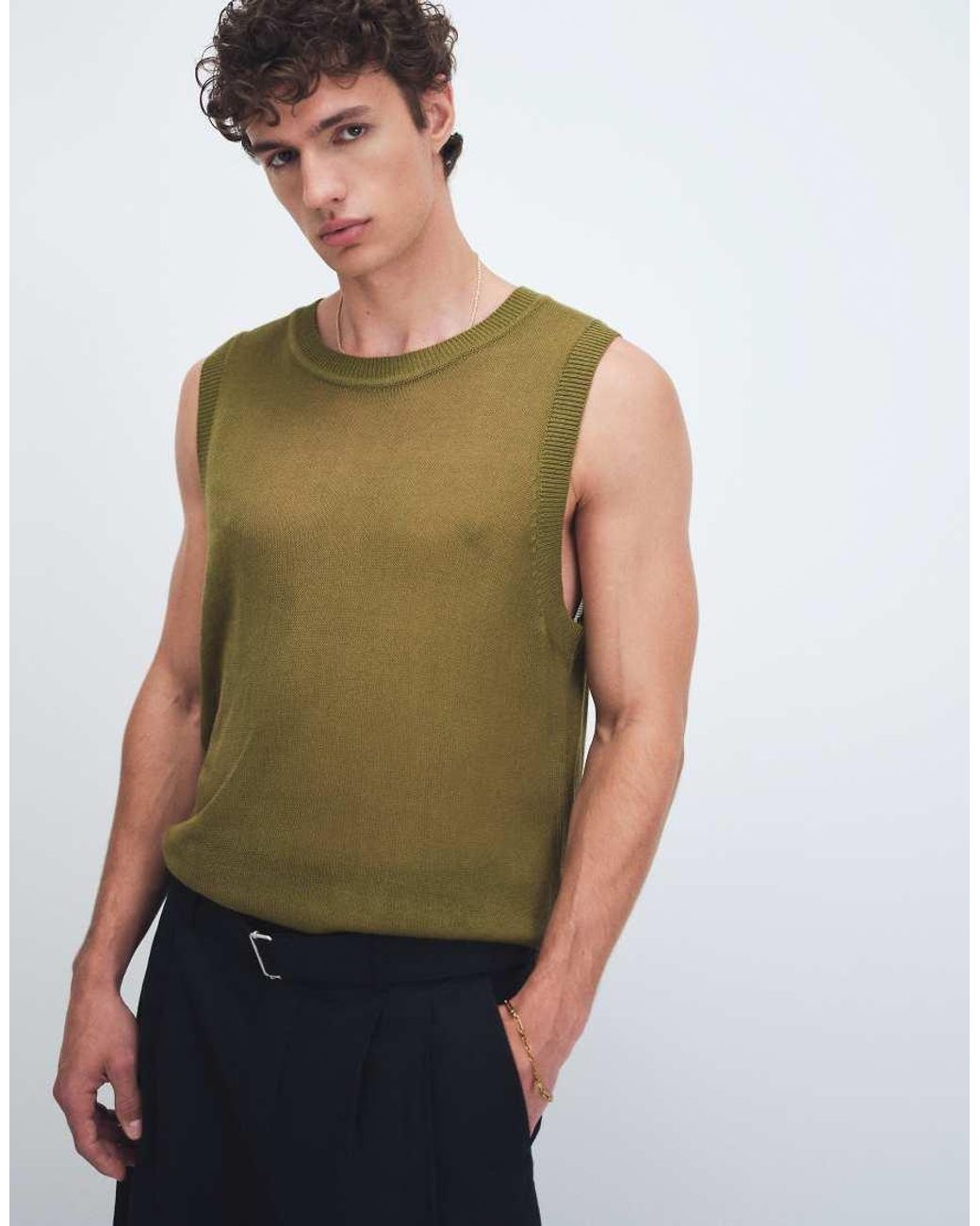 ASOS Green Relaxed Knitted Lightweight Vest for men