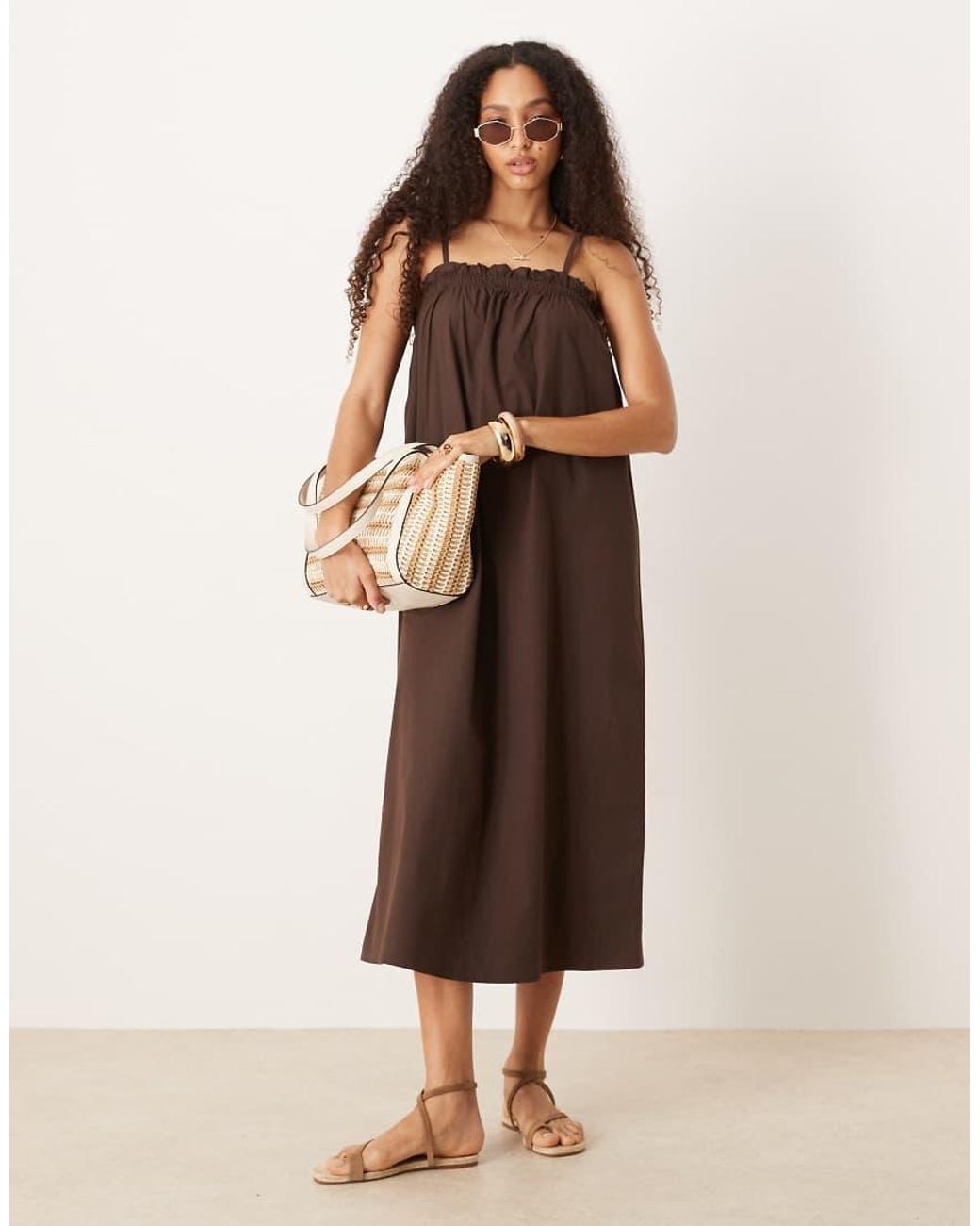 ASOS Natural Trapeze Maxi Cami Dress