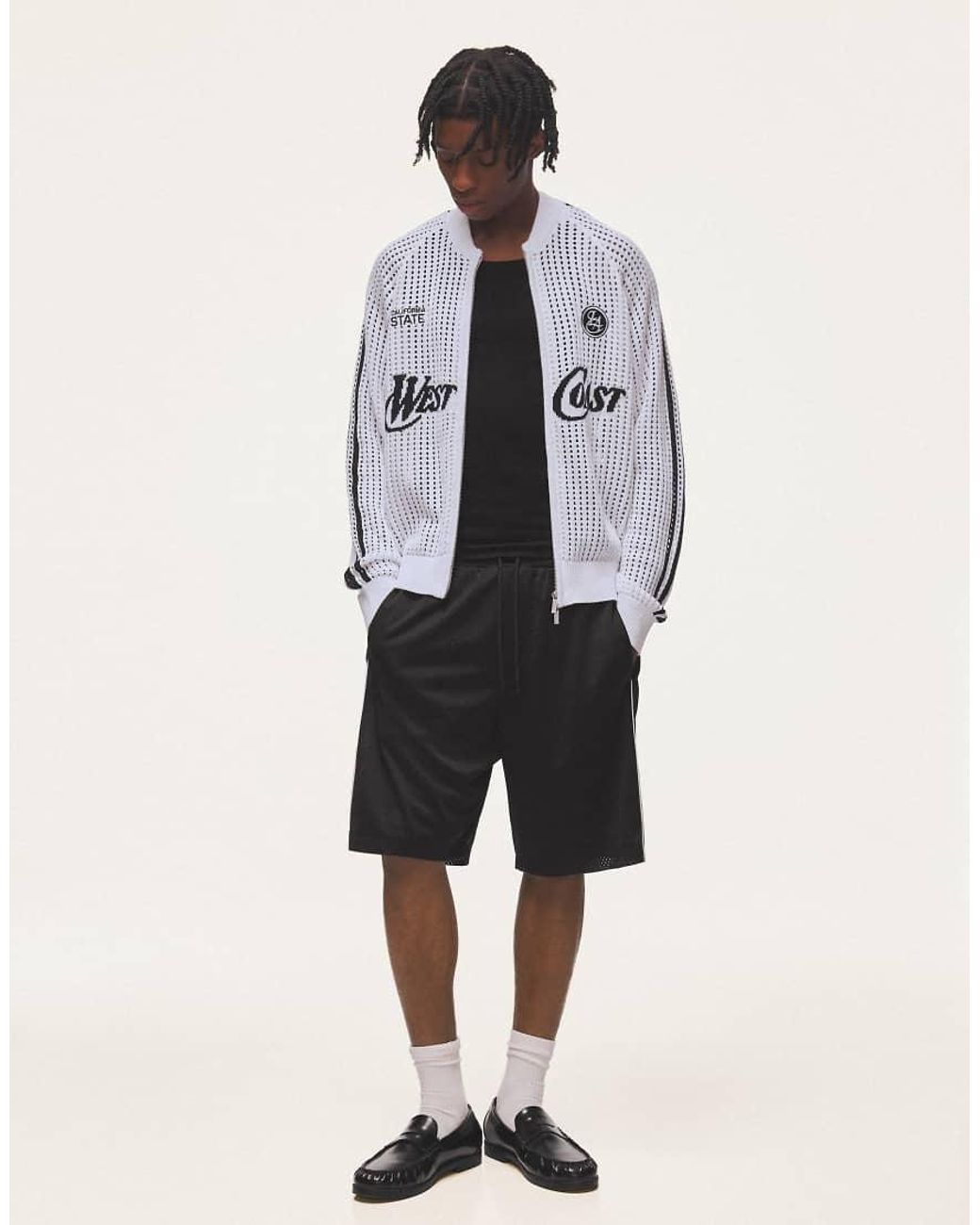 Bershka White Retro Mesh Jacket for men
