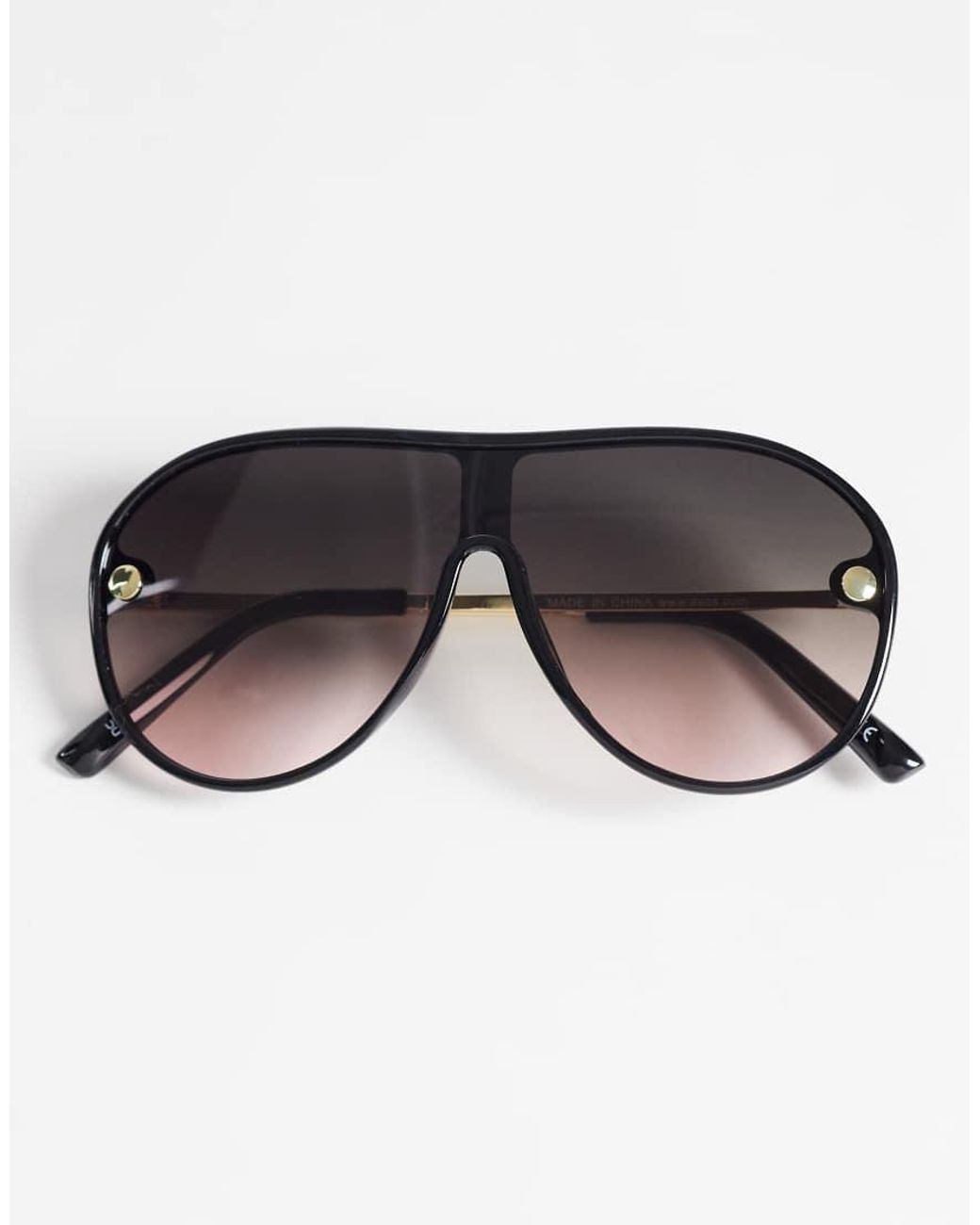 ASOS Black Aviator Sunglasses With Metal Temple Detail