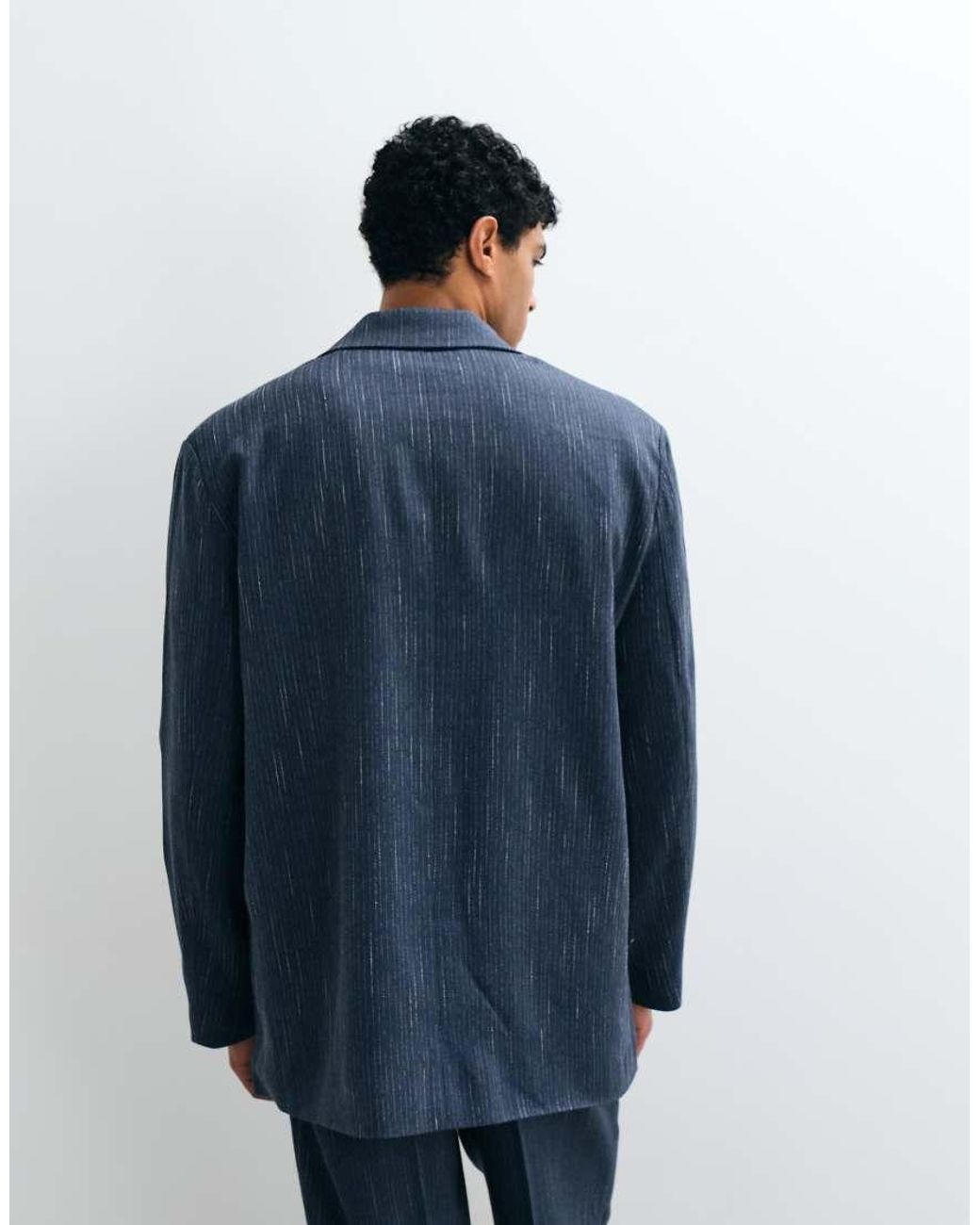ASOS Blue Oversized Denim Look Suit Jacket for men