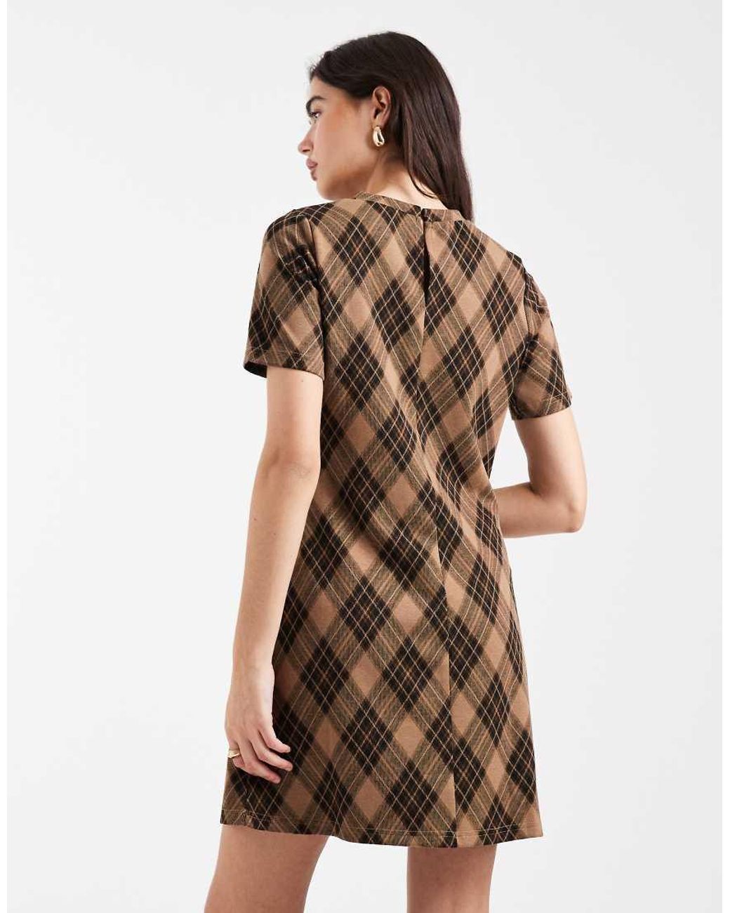 New Look Natural Check Jacquard Mini Dress