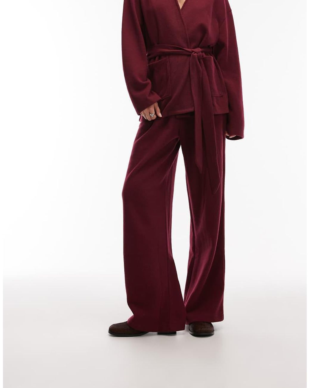 ASOS Red Supersoft Wide Leg Pleat Front Co-ord jogger