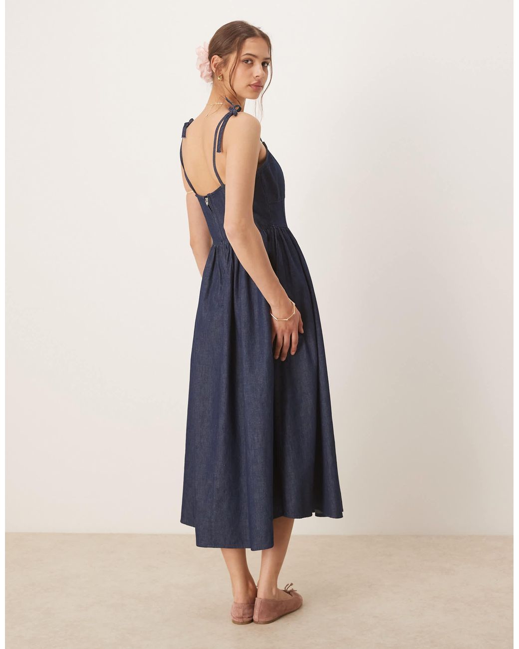 knee length dresses for ladies Rent ASOS DESIGN Velvet Drape Midi Dress With Wrap Skirt In Navy