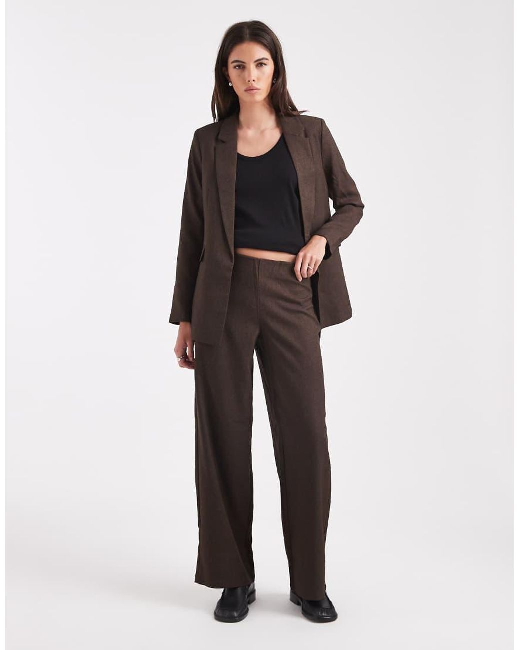 Vero Moda Black Wide Leg Tweed Look Tailored Trouser Co-ord
