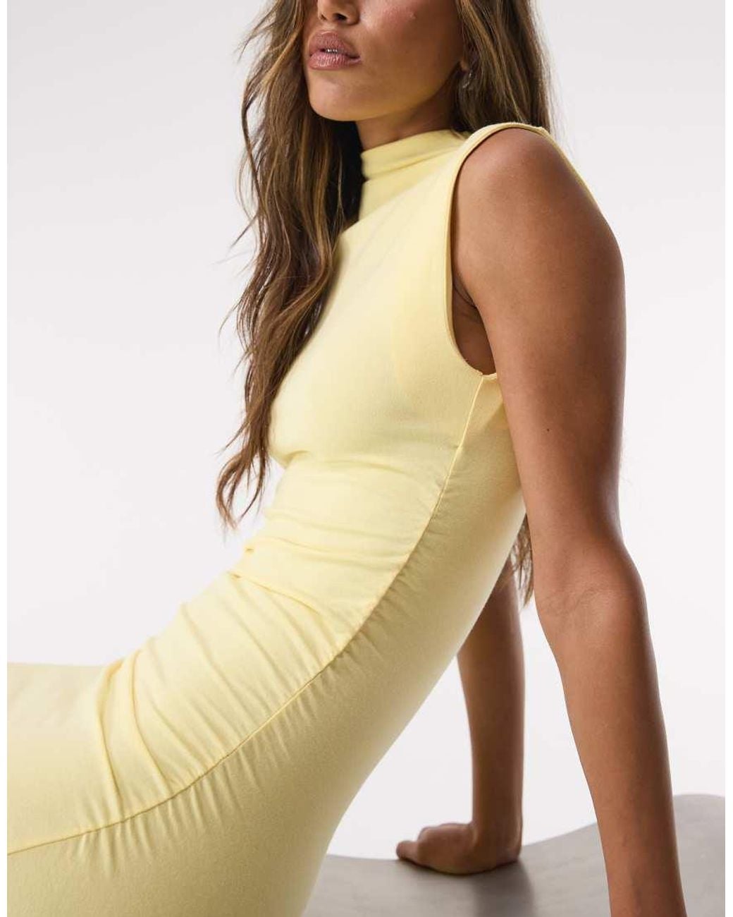 GOOD AMERICAN Natural Super Stretch Jersey Mock Neck Mini Dress