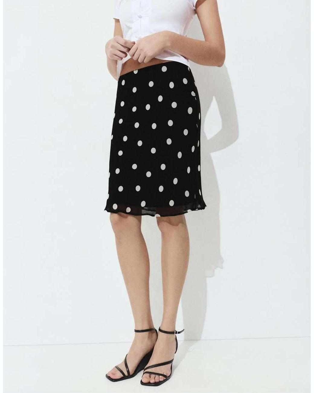 Pull&Bear White Polka Dot Mini Skirt