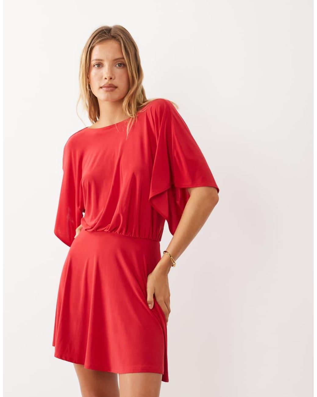 Miss Selfridge Red Mini Dress With Low Cowl Back
