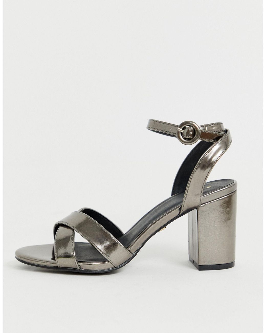 Oasis Metallic Pewter annie Block Heels Lyst