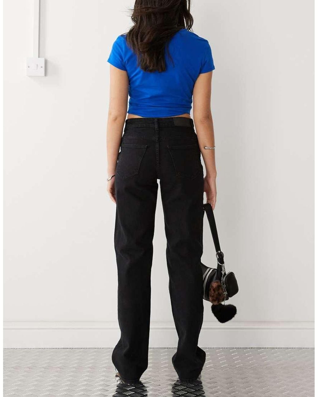Noisy May Black Yolanda Mid Rise Straight Leg Jeans
