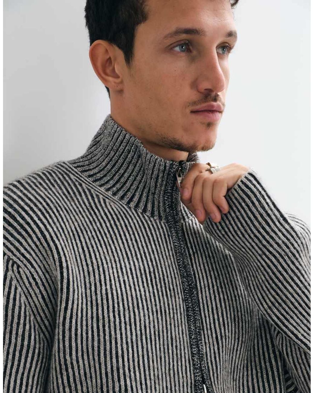 Weekday Gray Wool Blend Zip Cardigan for men