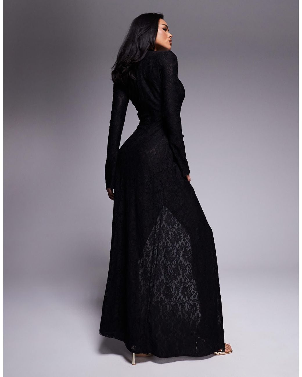 chinese dress ladies Bonnie Slinky and Lace Maxi Dress / Black | Meshki
