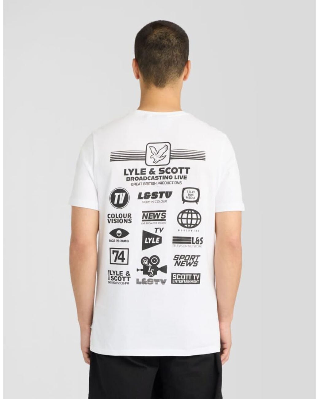 Lyle & Scott White Ss T-Shirts Broadcaster Graphic T-Shirt for men