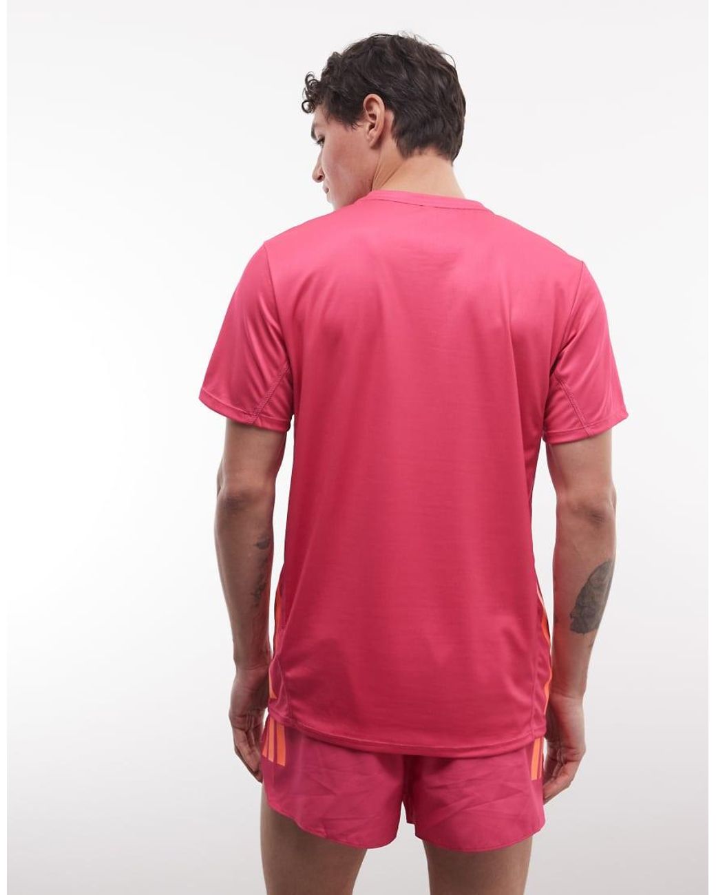 Adidas Originals Pink Adidas Running Adizero T-Shirt for men