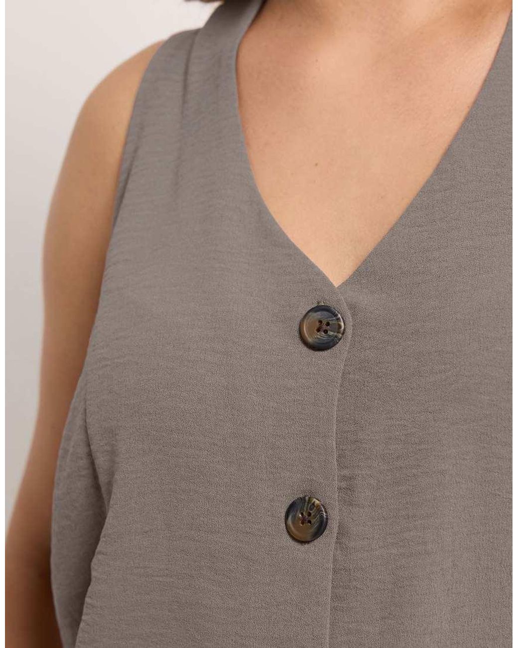 Yours Clothing Gray Button Through Waistcoat