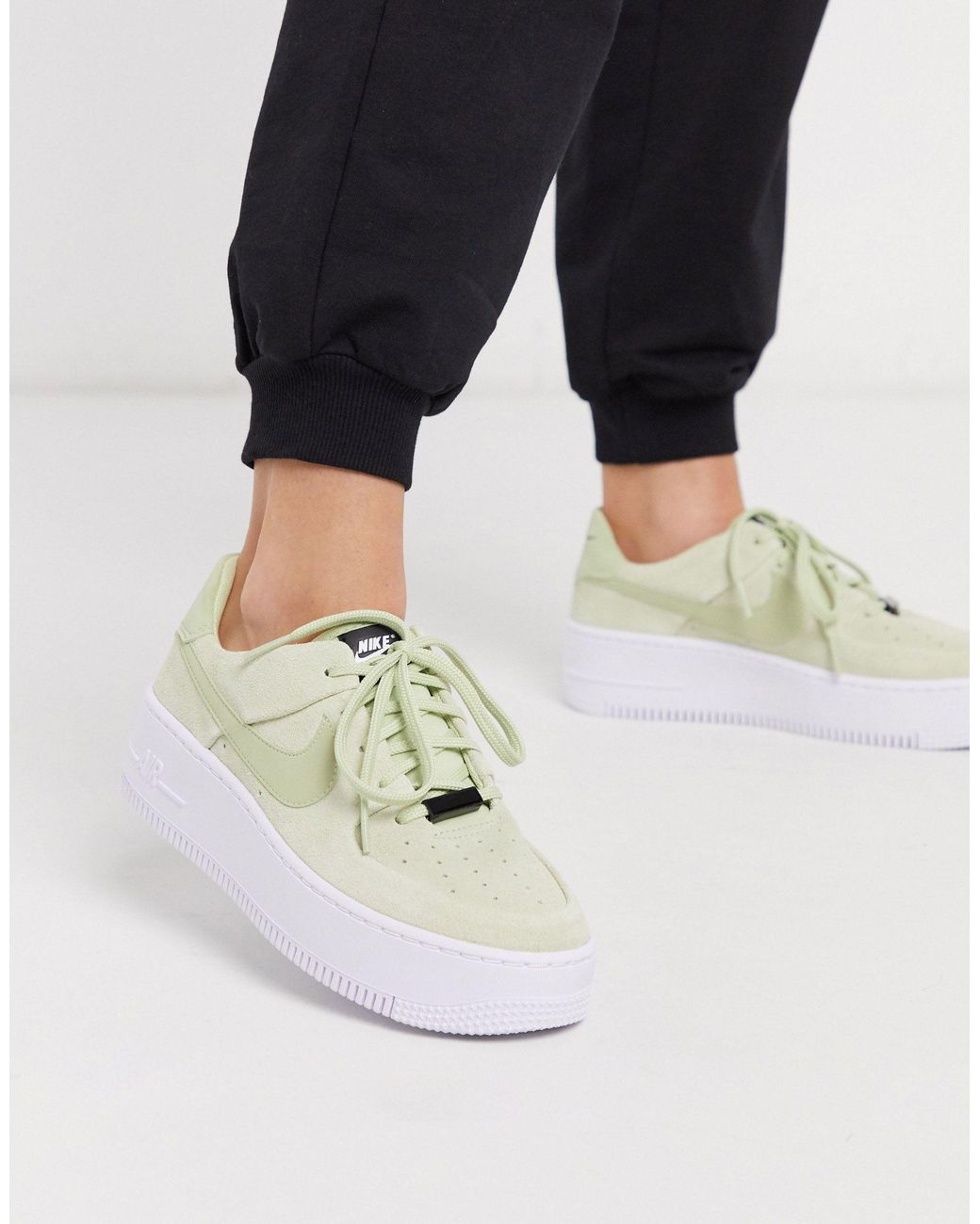 Nike Air Force 1 Sage Suede Trainers in Green | Lyst Australia