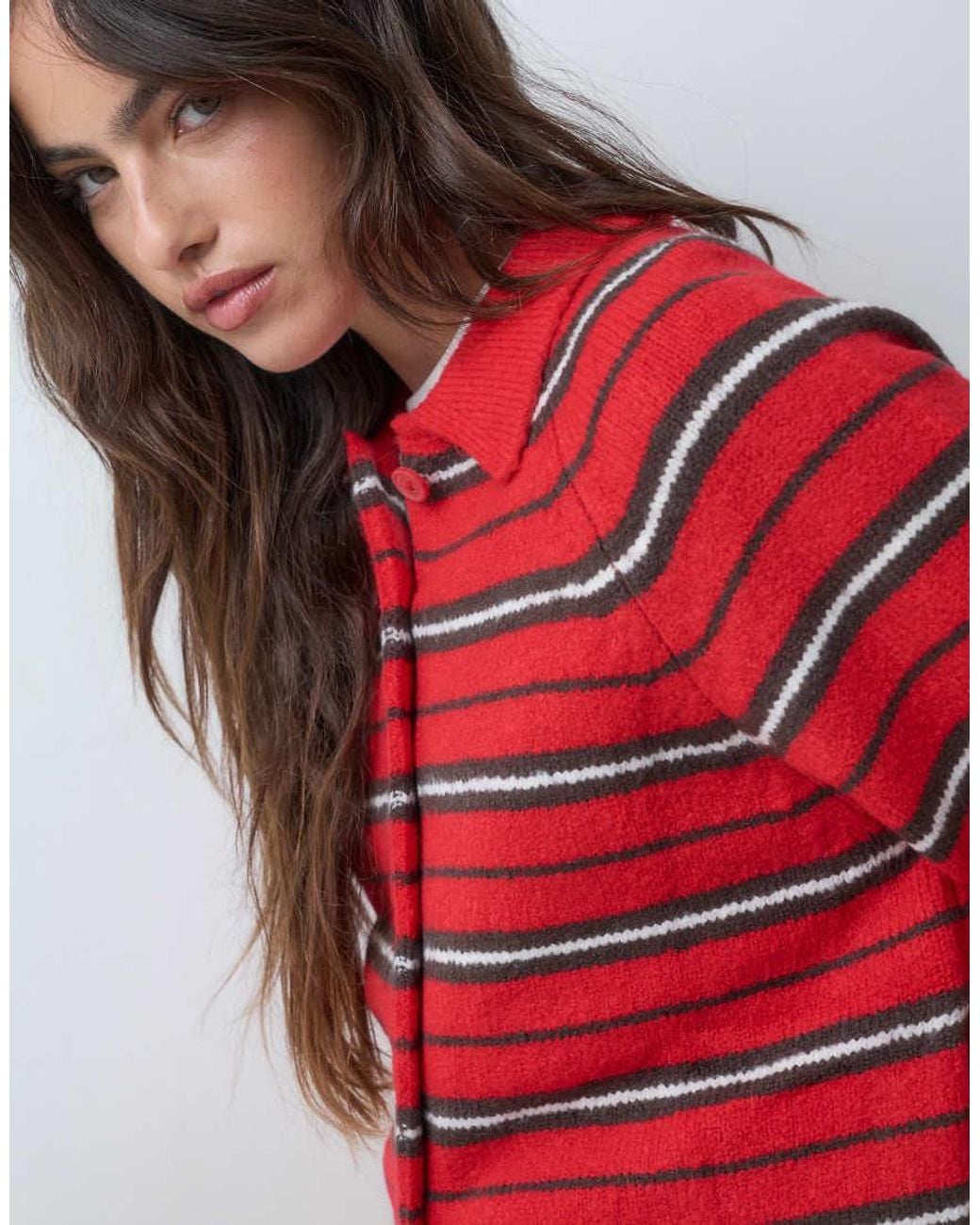 ASOS Collared Button Through Stripe Cardigan