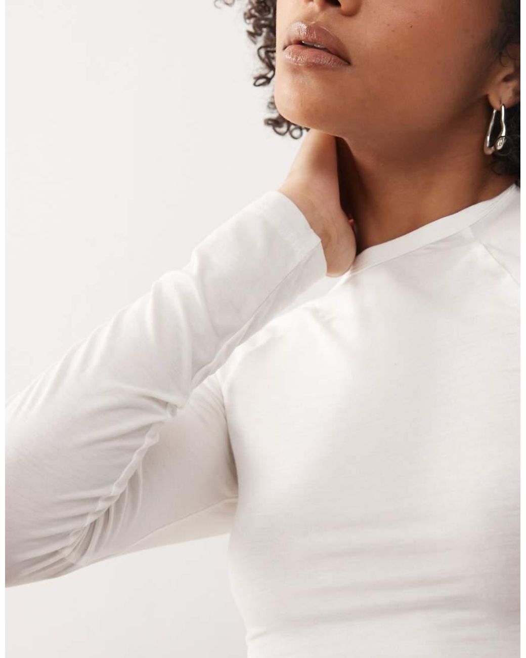 Weekday White Super Soft Slim Fit Long Sleeve Raglan Top