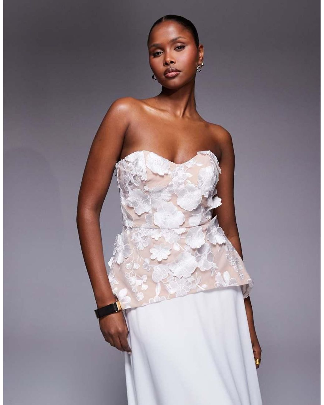 Jarlo Purple Kay Floral Lace Bustier Maxi Dress