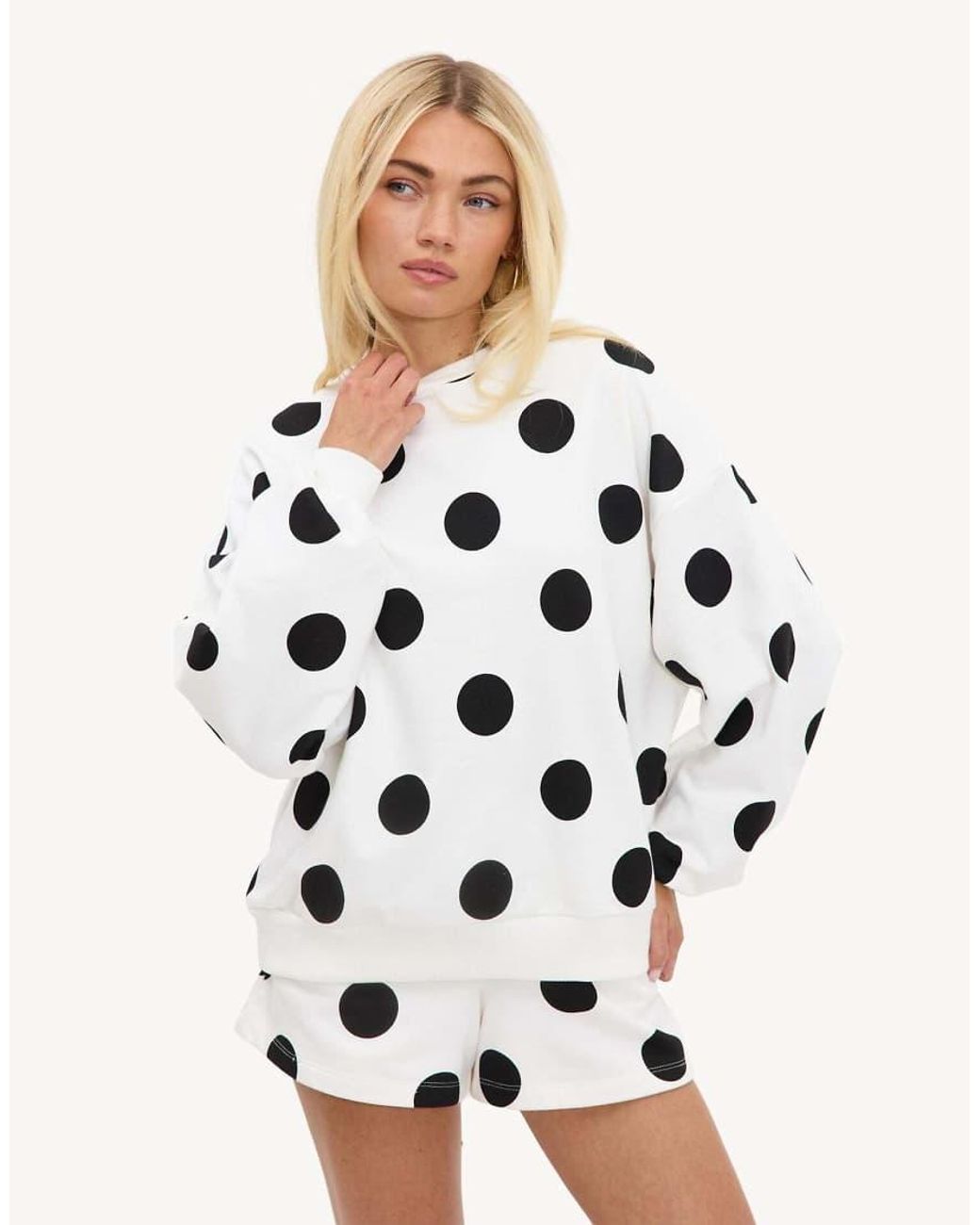 Loavies Natural Heart Of The Moment Sweater With Polka Dots