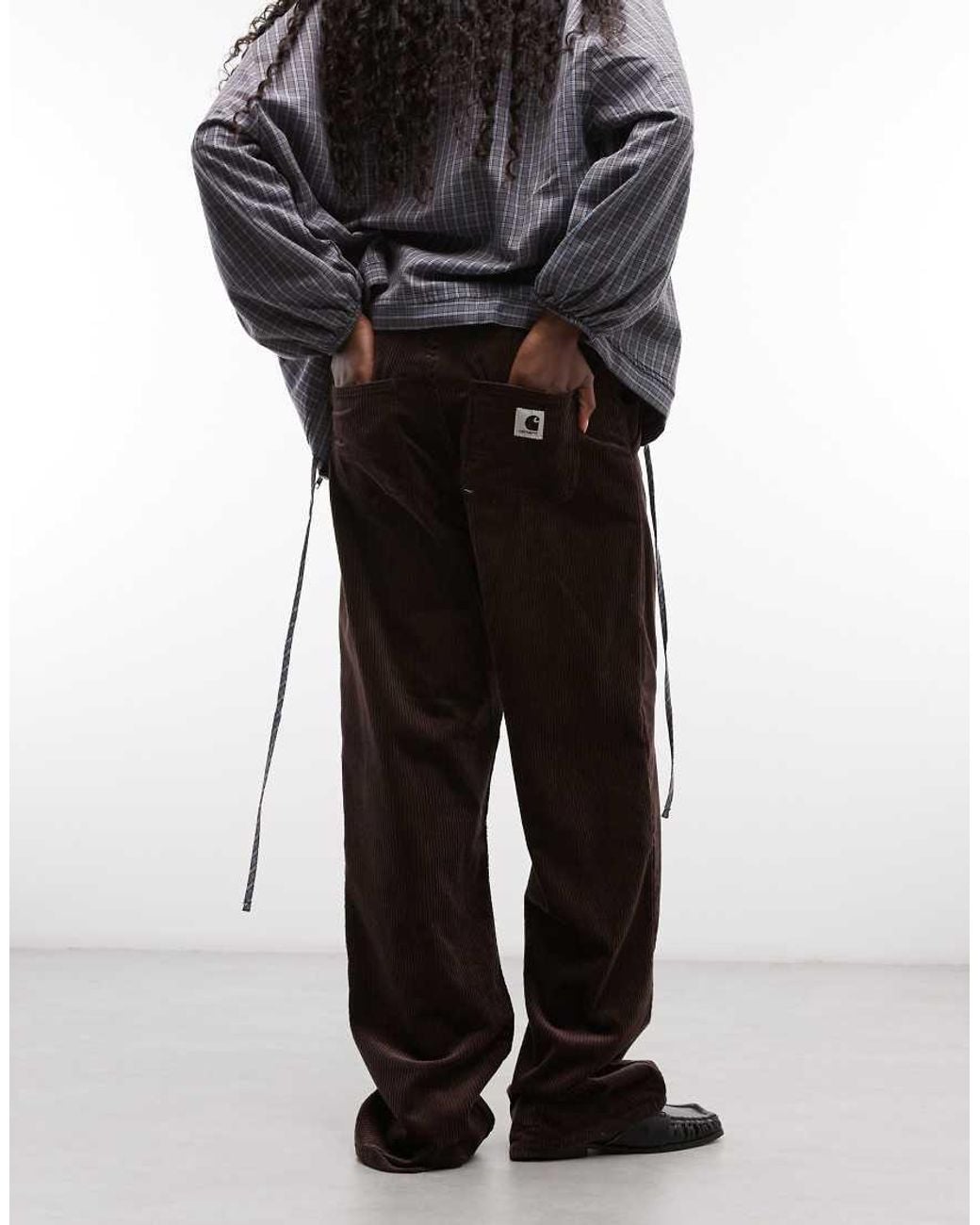 Carhartt Black Simple Loose Fit Corduroy Trousers
