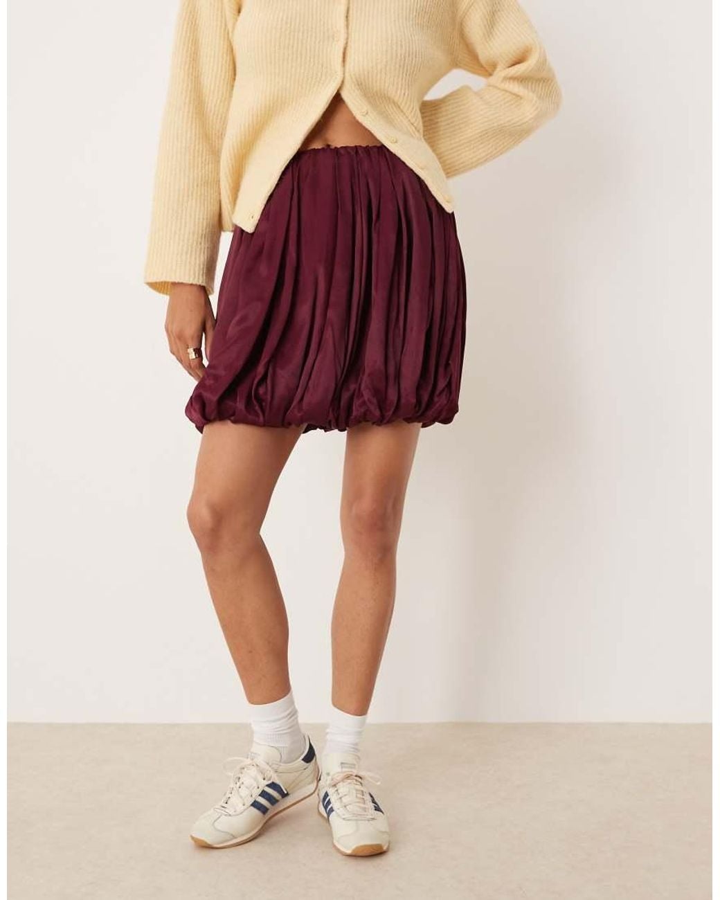 ASOS Natural Satin Bubble Hem Mini Skirt