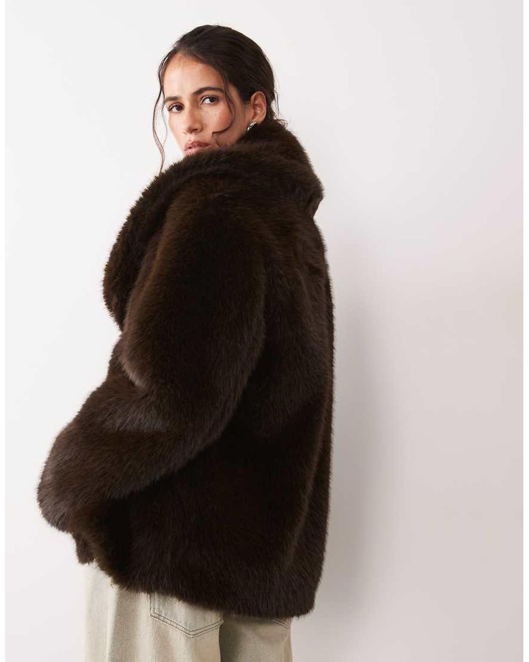 4th & Reckless Black Faux Fur Oversized Collar Jacket