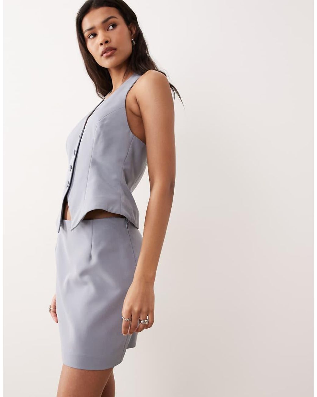Miss Selfridge Blue Tailored Mini Skirt
