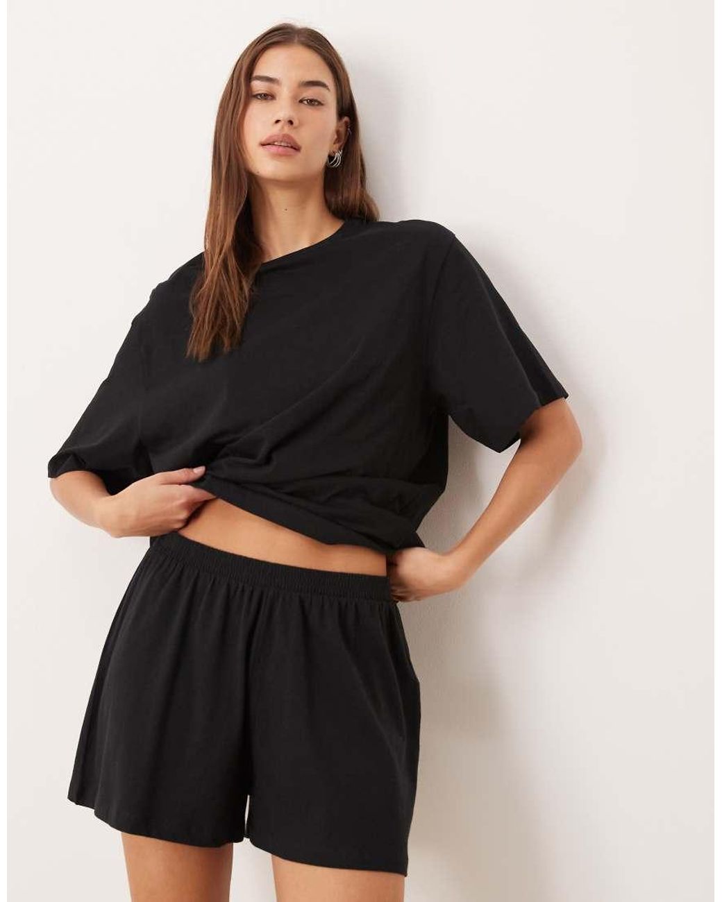ASOS Black Mix & Match Cotton Pyjama Short