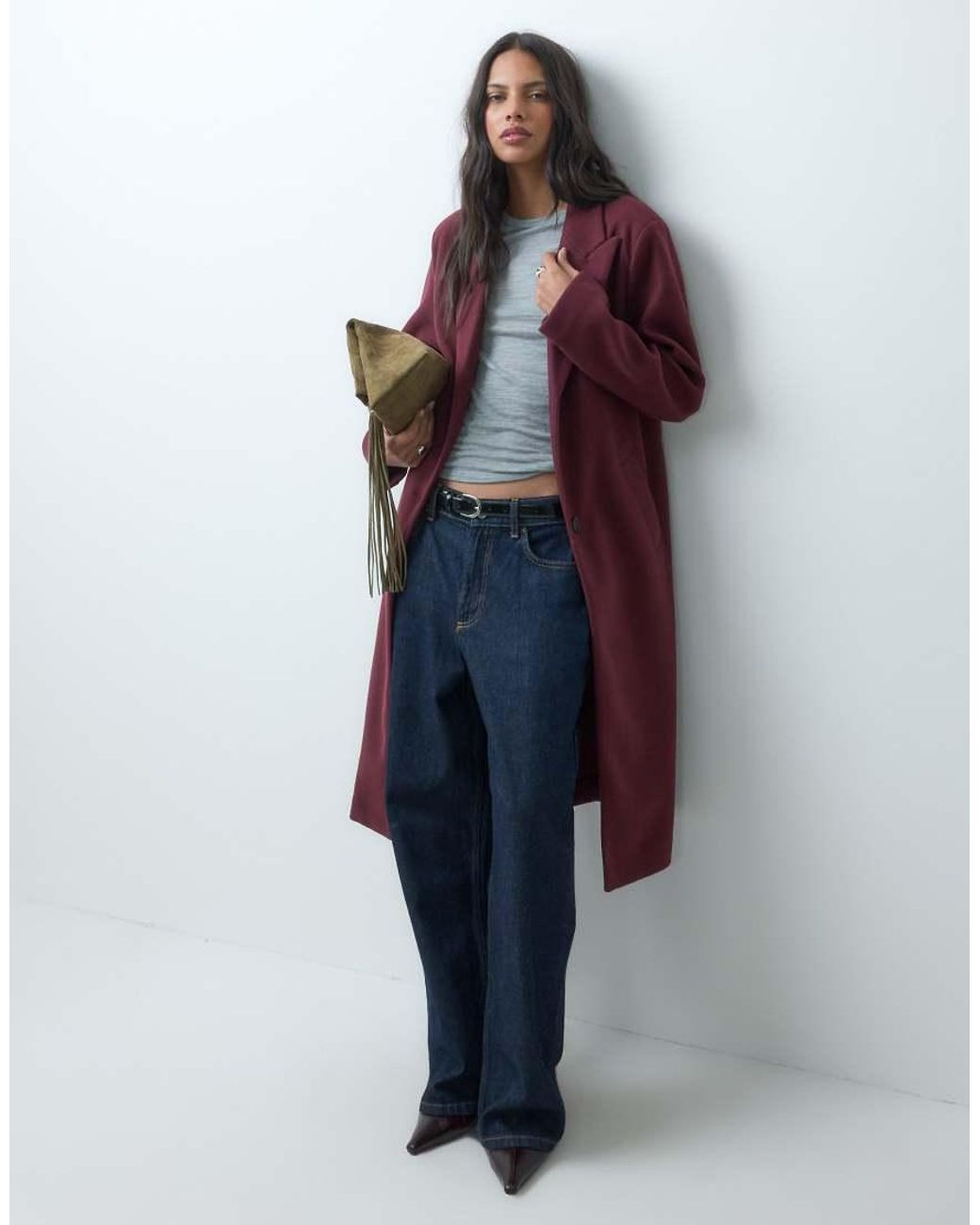 ASOS Red Single Breasted Throw On Overcoat
