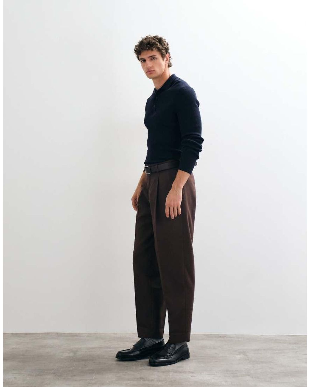 ASOS Black Tailored Pleated Oversized Tapered Trousers for men