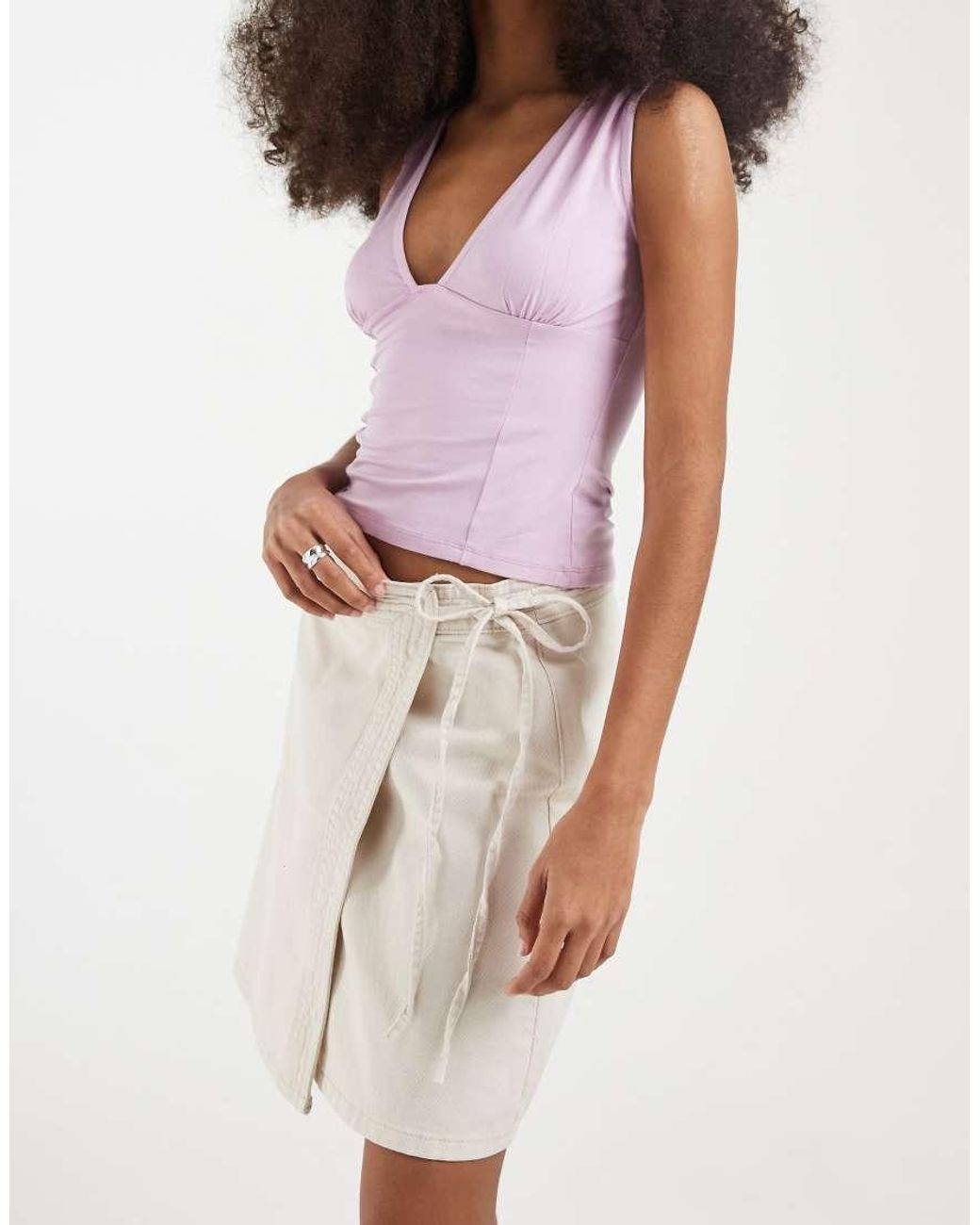 Vero Moda White Denim Wrap Mini Skirt