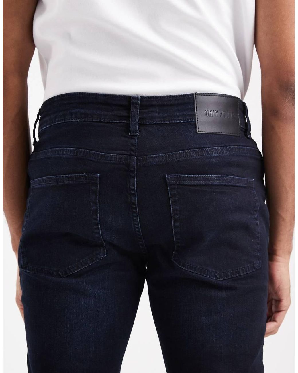 Vaqueros De Corte Slim Con Lavado Negro Azulado Loom De Only & Sons de hombre de color White