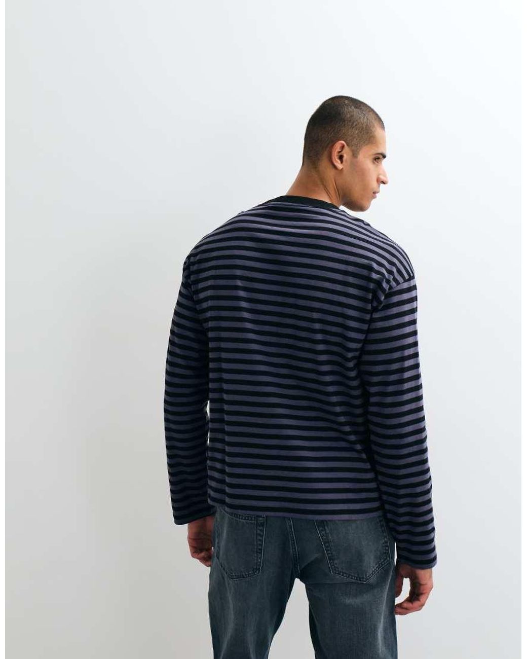 Weekday Blue Oversized Boxy Long Sleeve T-shirt for men
