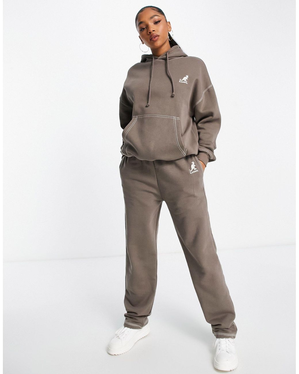 Pull Bear X Kangol jogger Co ord in Brown Lyst Australia