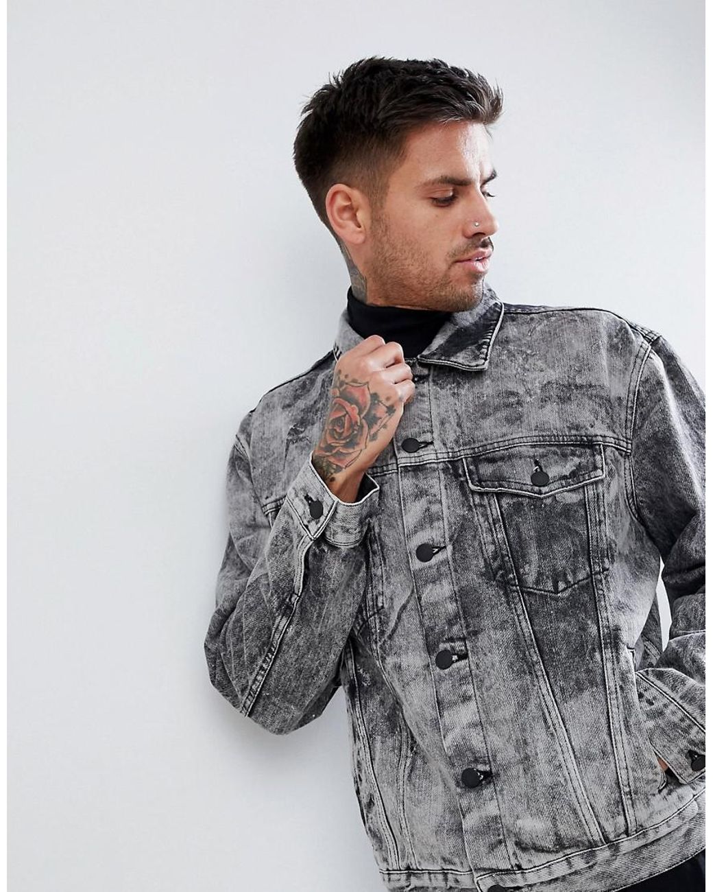 New Look Denim Jacket In Acid Wash Black for Men Lyst Canada
