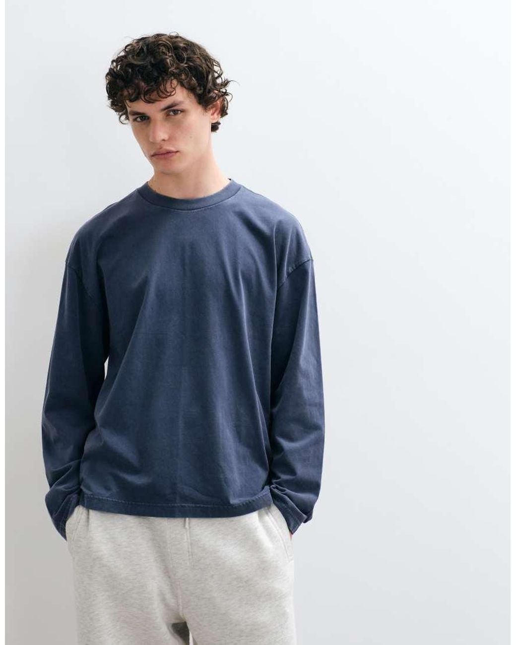 Hollister Blue Heavyweight Long Sleeve T-Shirt for men