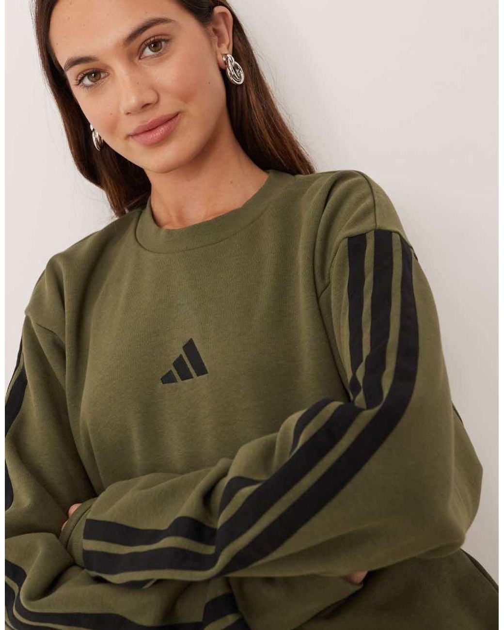 Adidas Originals Green Adidas Sportswear Three Stripe Fleece Sweatshirt