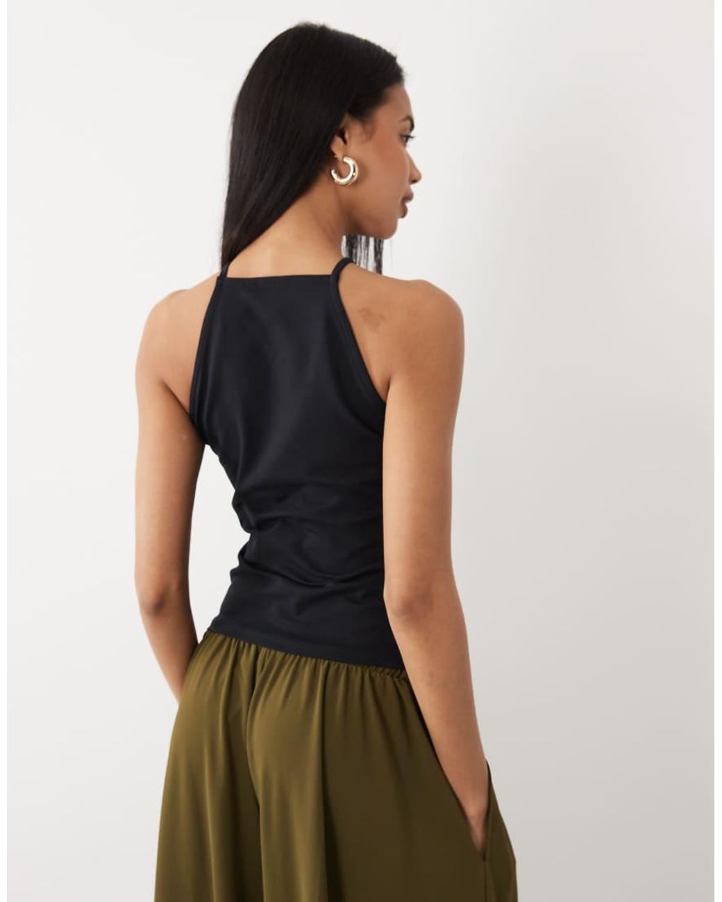ASOS Blue Cotton 90's Strappy Racer Tank Top