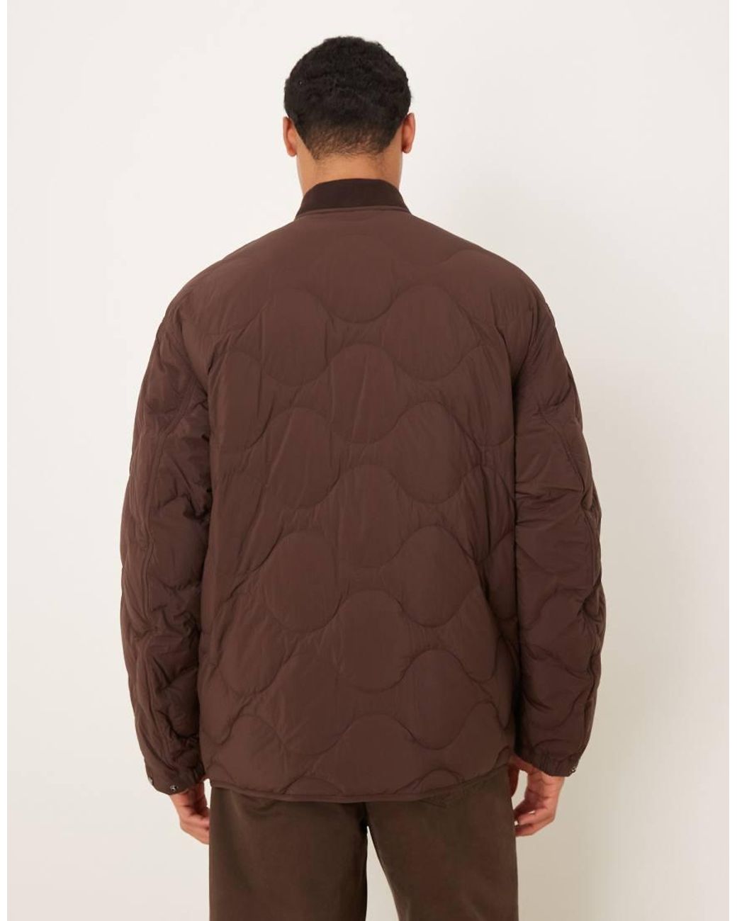 ARKET Brown Quilted Jacket With Rib Collar for men