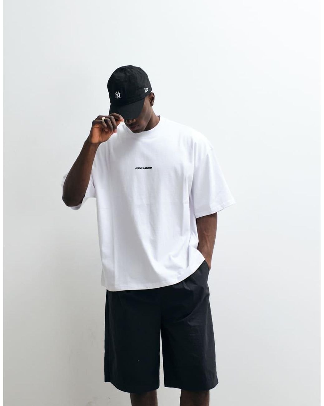 PEGADOR White Logo Boxy Oversized Fit T-shirt for men