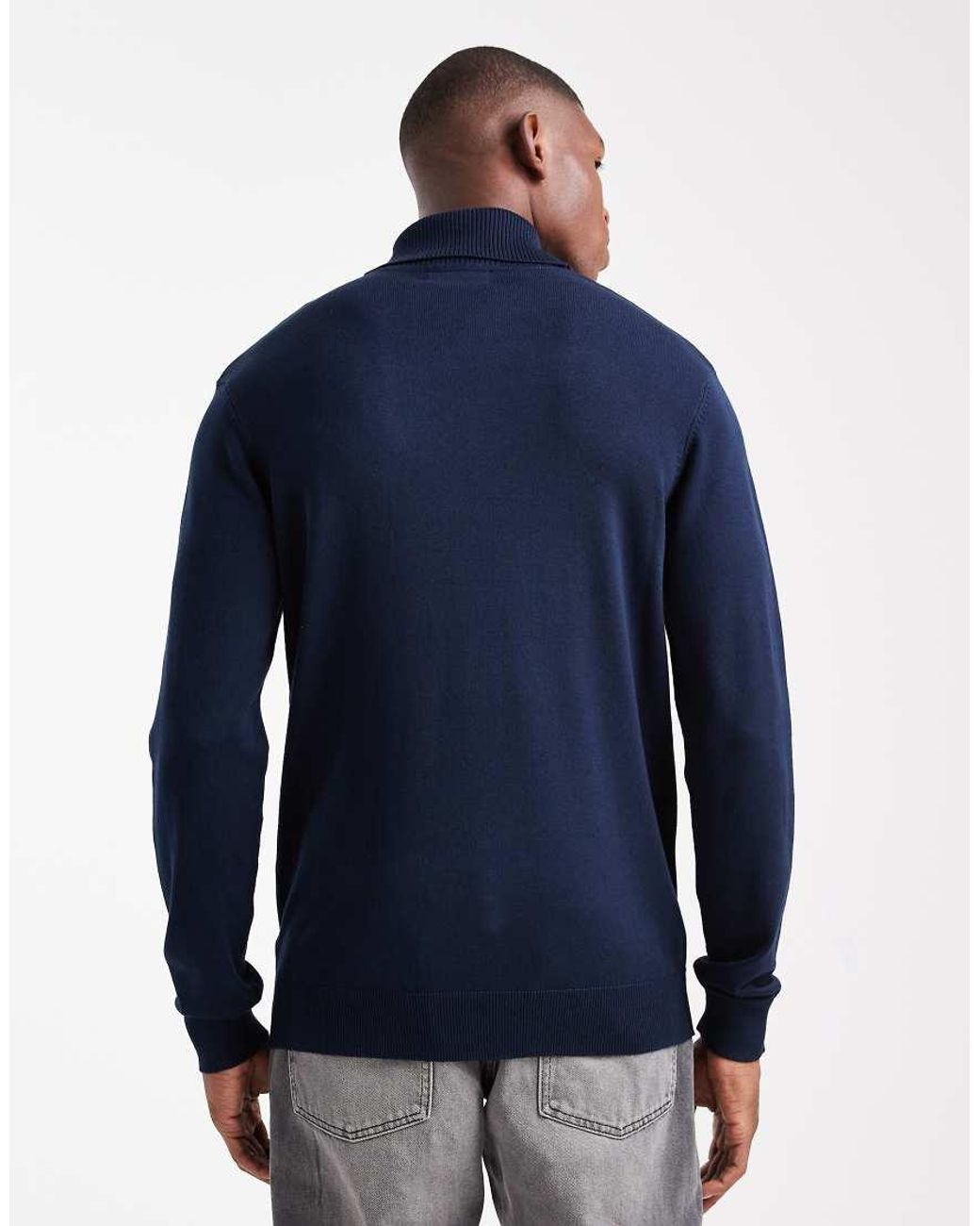 Jersey Con Cuello Vuelto De Threadbare de hombre de color Blue