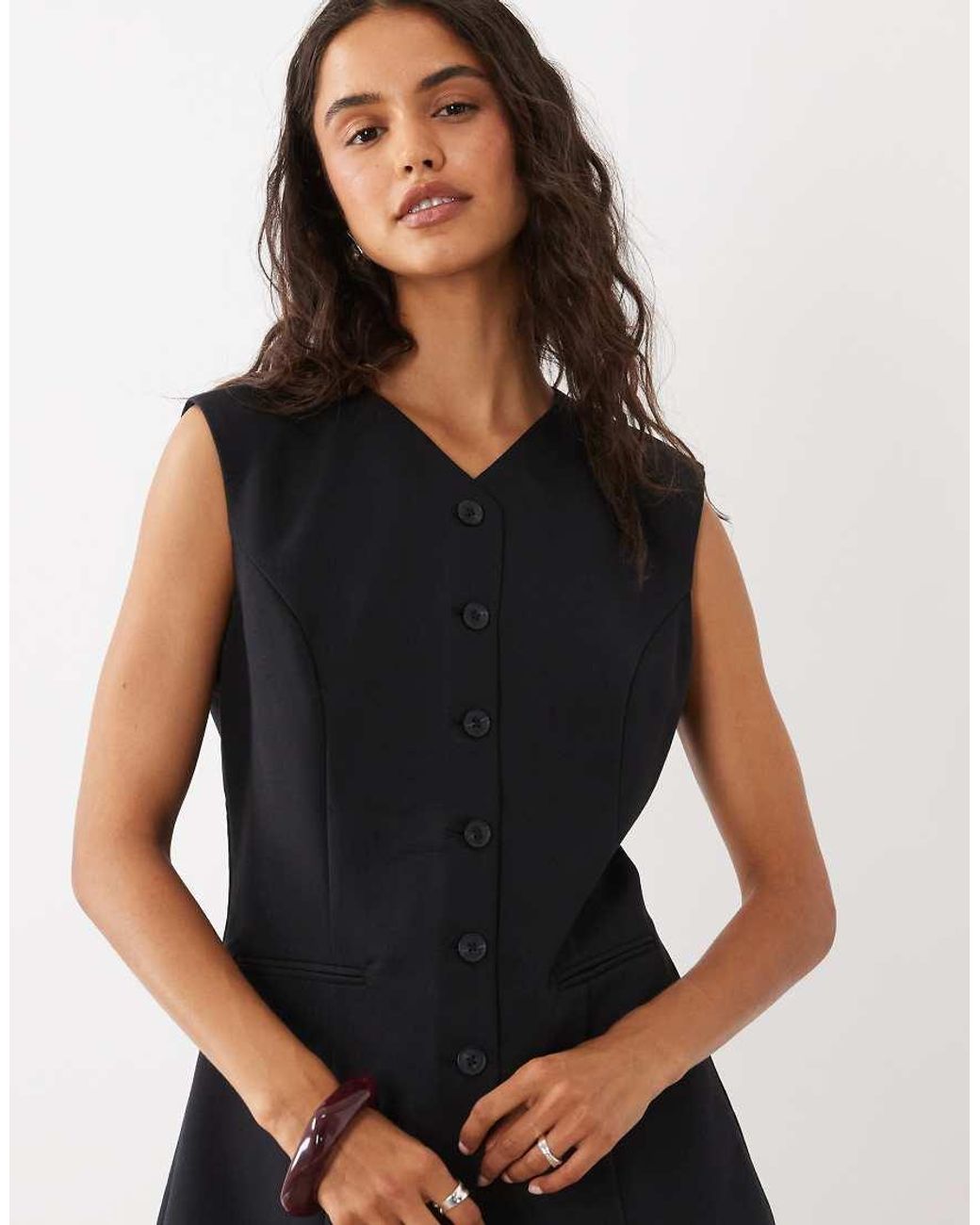 Abercrombie & Fitch Black Longline V-neck Waistcoat Co-ord