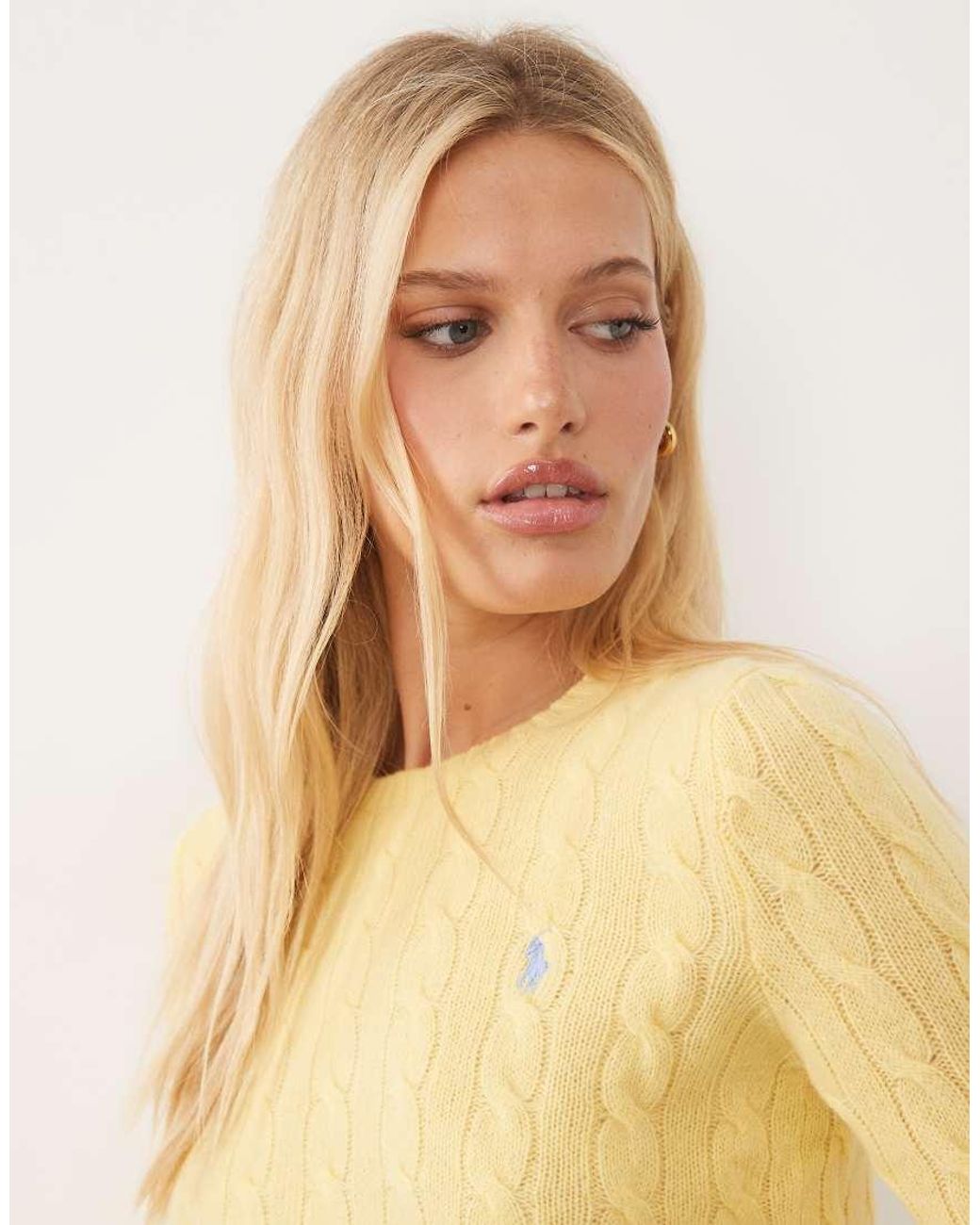 Polo Ralph Lauren Yellow Icon Logo Cotton Cable Knit Jumper