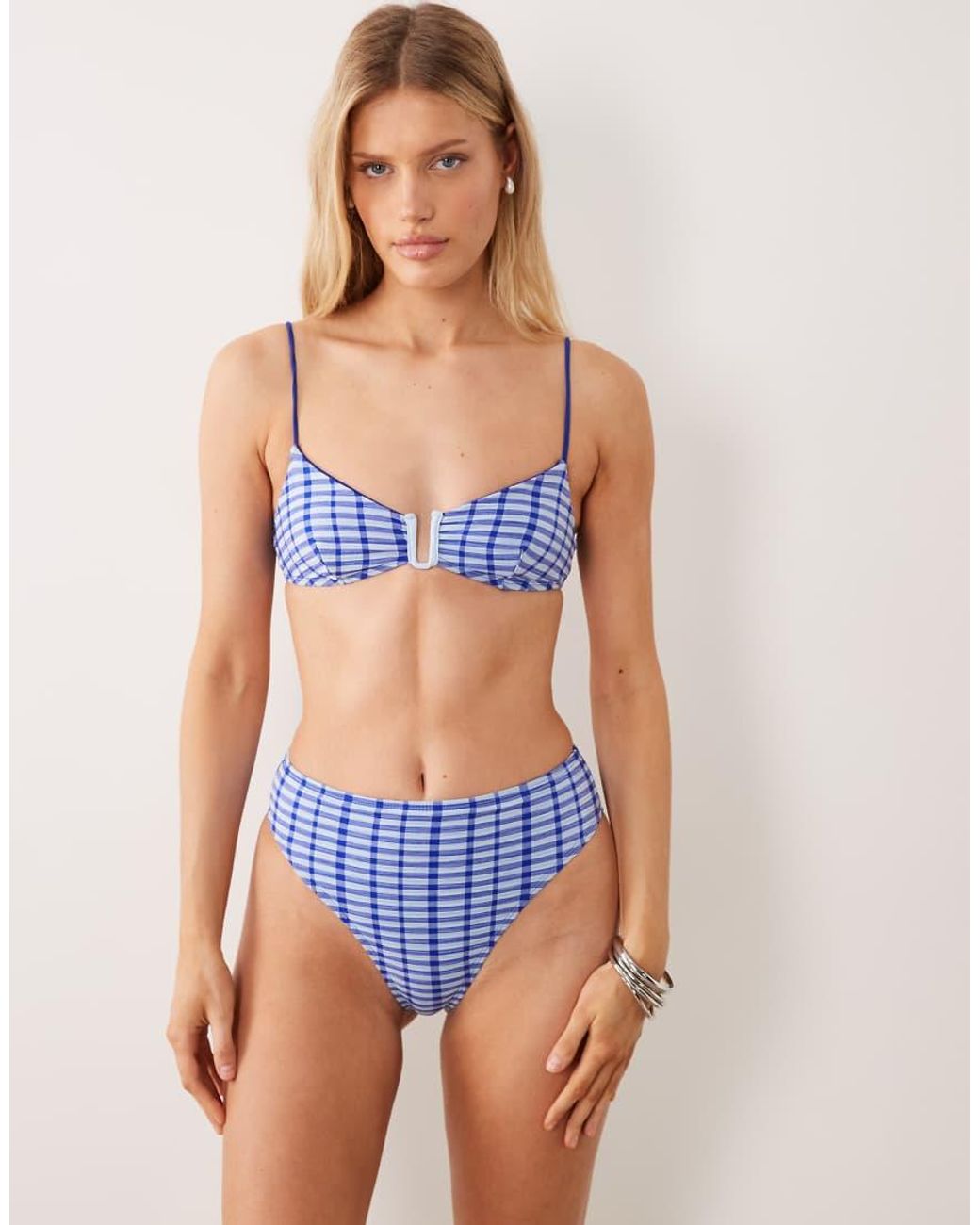 ASOS Blue Gigi Textured U-wire Bikini Top