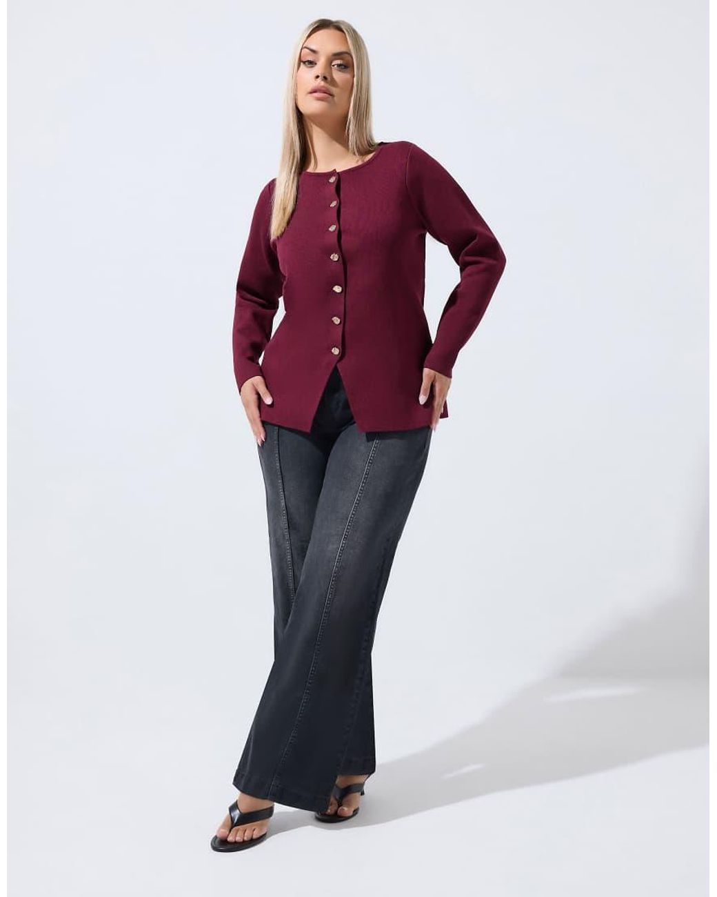Yours Clothing Red Long Sleeve Knitted Top