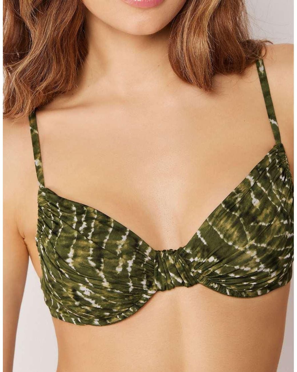 Calzedonia Green Fuller Bust Balconette Bikini Top Natural Tie-Dye