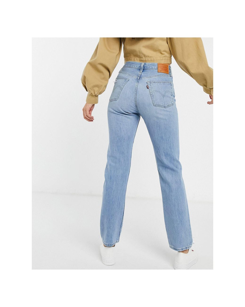 Levi's 501 - Cropped Jeans Met Hoge Taille, Gescheurde Knie En Rechte  Pijpen in het Blauw | Lyst NL