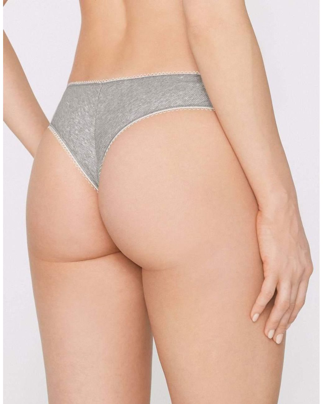Tezenis Gray Cotton Cutie Ribbed Brazilian Briefs